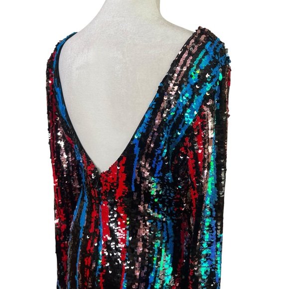 Dress the Population Emery Sequin Long Sleeve Midi Dress Cocktail Party Sz Med Dress the Population Emery Sequin Long Sleeve Midi Dress Cocktail Party Sz Med